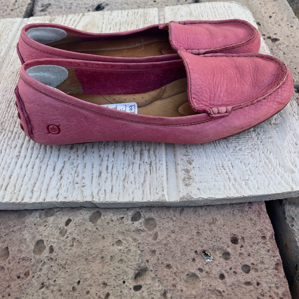 Born Pink Leather Driving Loafers 9.5